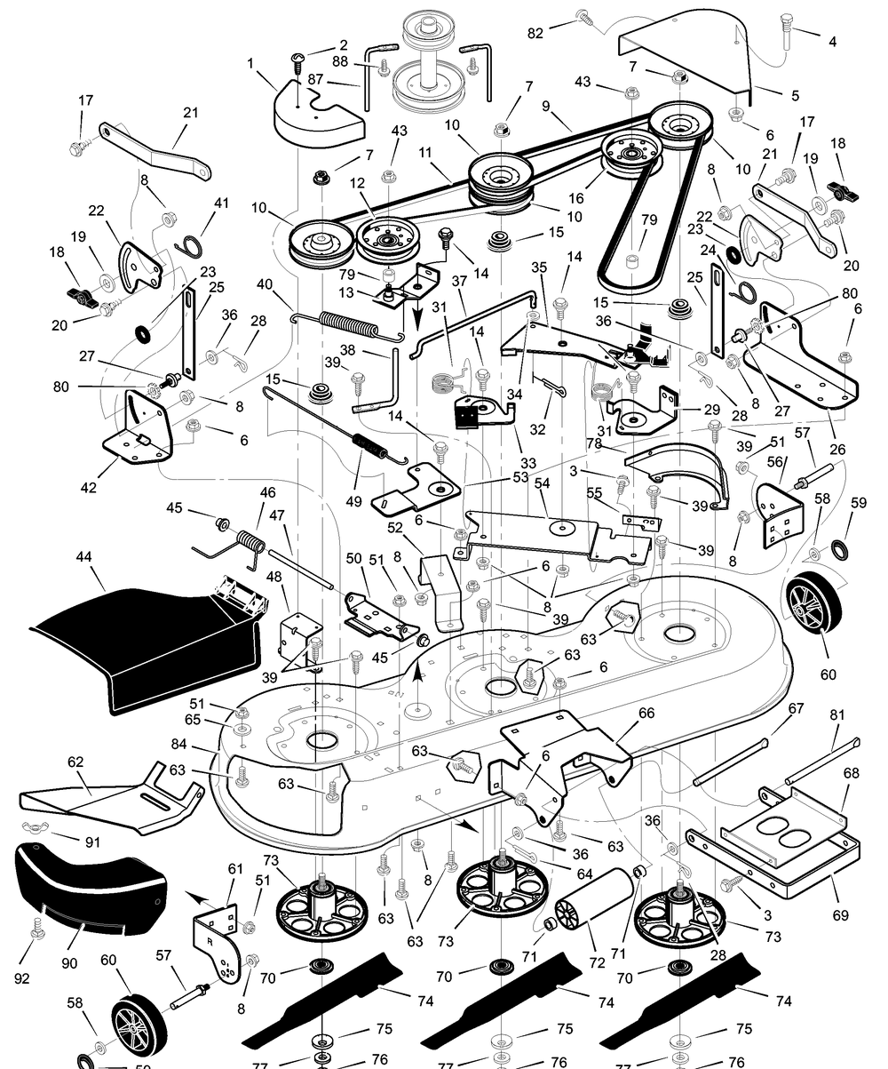 Mower Housing Diagram and Parts List for 465600X31A 2003 Briggs and Stratton Lawn Tractor